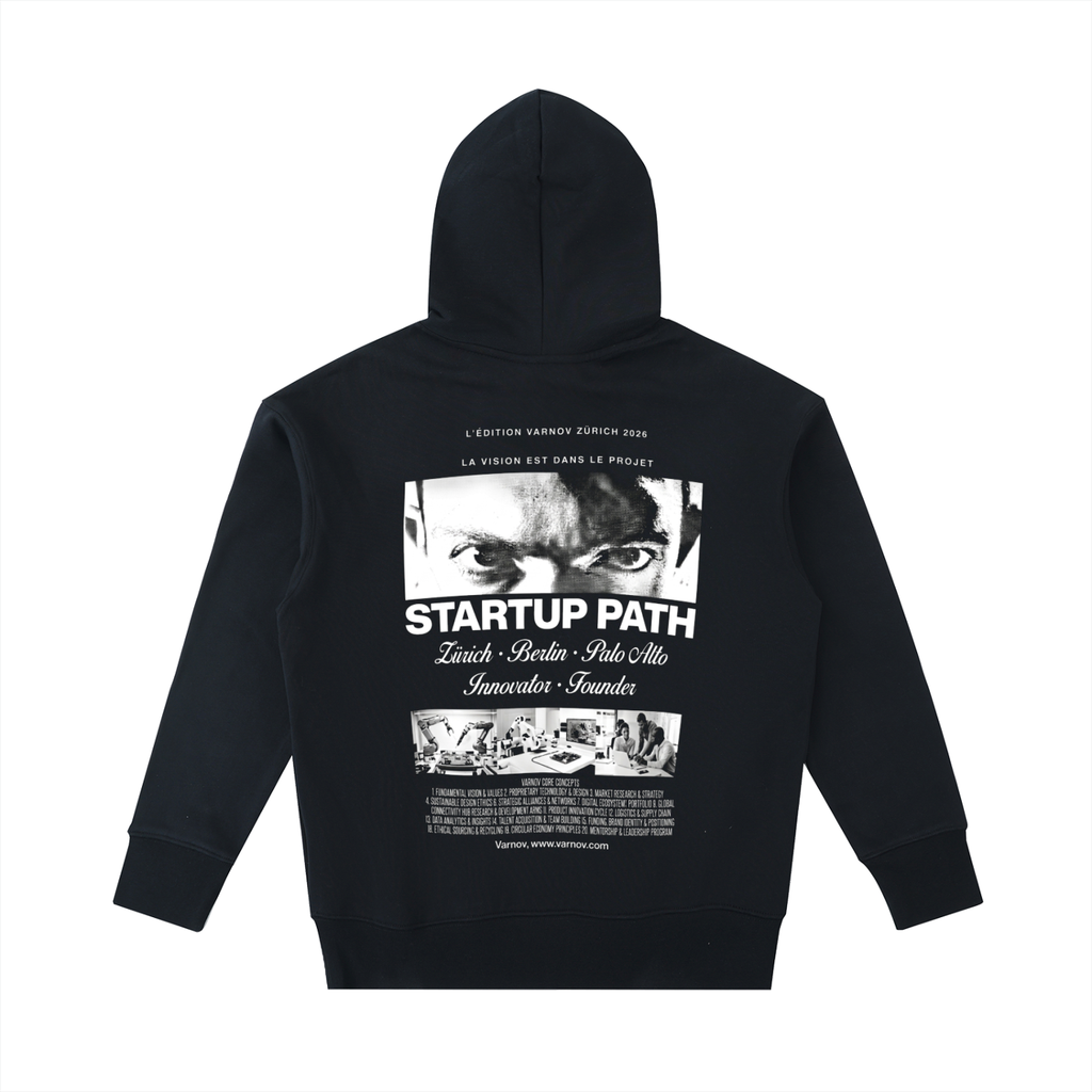 VARNOV Startup Path Hoodie Detail Bio-Baumwolle 380g